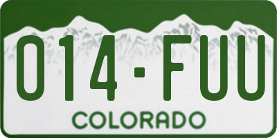 CO license plate 014FUU