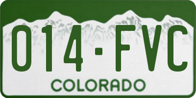 CO license plate 014FVC