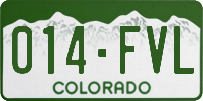 CO license plate 014FVL