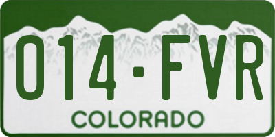 CO license plate 014FVR