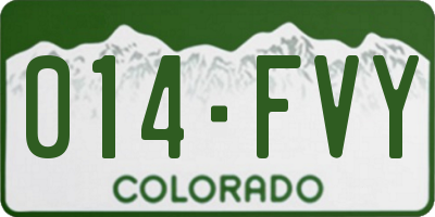CO license plate 014FVY
