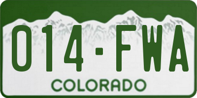 CO license plate 014FWA