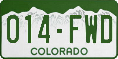 CO license plate 014FWD