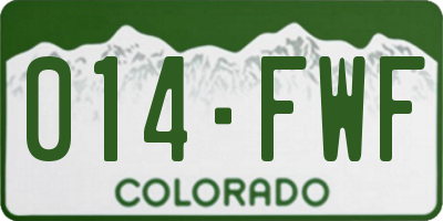 CO license plate 014FWF