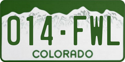 CO license plate 014FWL
