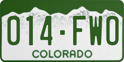 CO license plate 014FWO