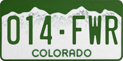 CO license plate 014FWR