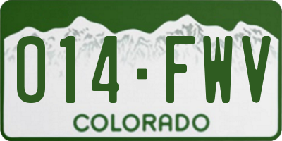 CO license plate 014FWV