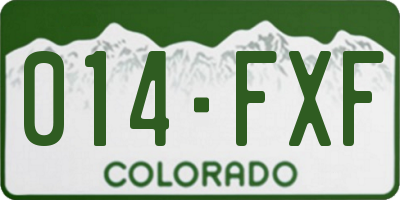 CO license plate 014FXF