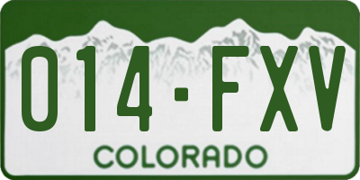CO license plate 014FXV
