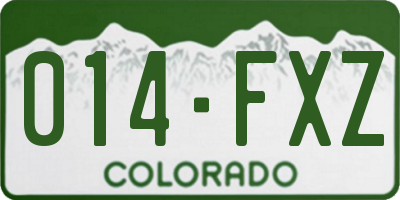 CO license plate 014FXZ