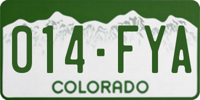 CO license plate 014FYA