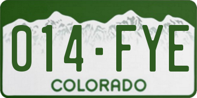 CO license plate 014FYE