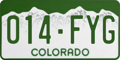 CO license plate 014FYG