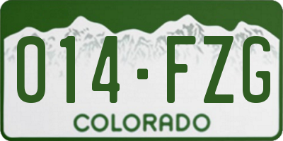CO license plate 014FZG