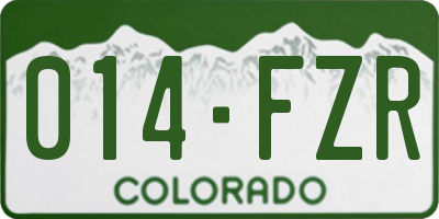 CO license plate 014FZR