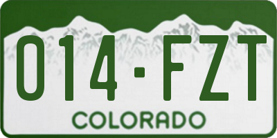 CO license plate 014FZT