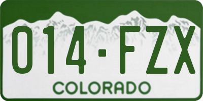 CO license plate 014FZX