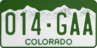 CO license plate 014GAA
