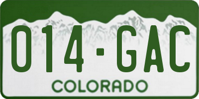CO license plate 014GAC