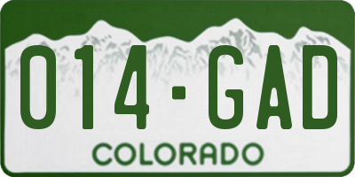 CO license plate 014GAD