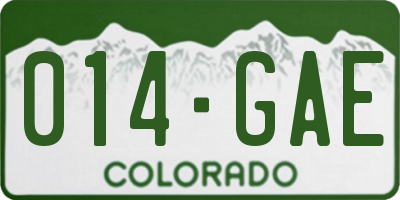 CO license plate 014GAE