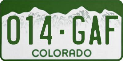 CO license plate 014GAF