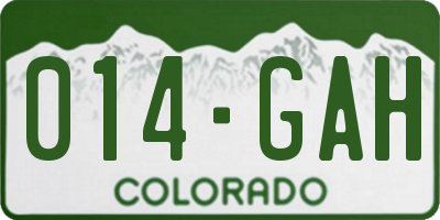 CO license plate 014GAH