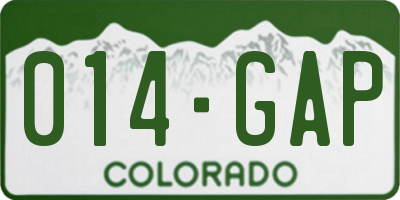 CO license plate 014GAP