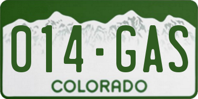 CO license plate 014GAS