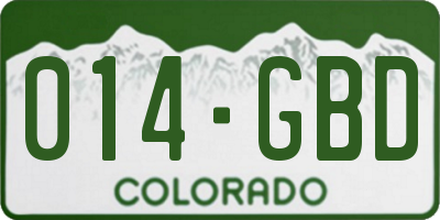 CO license plate 014GBD