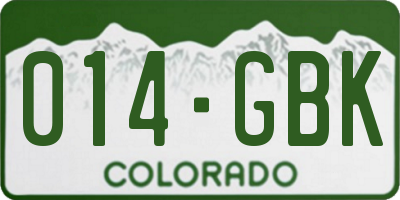 CO license plate 014GBK