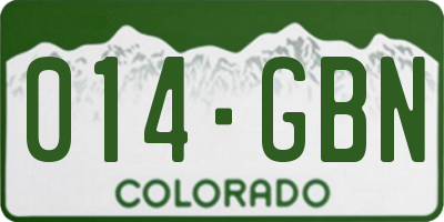 CO license plate 014GBN
