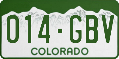 CO license plate 014GBV