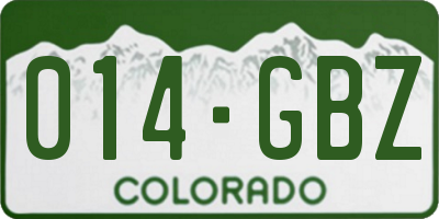 CO license plate 014GBZ