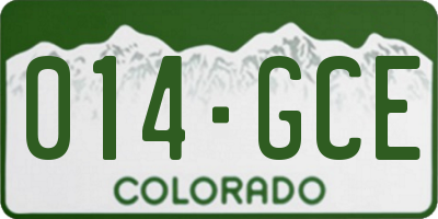 CO license plate 014GCE