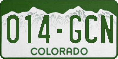 CO license plate 014GCN