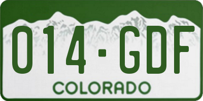 CO license plate 014GDF