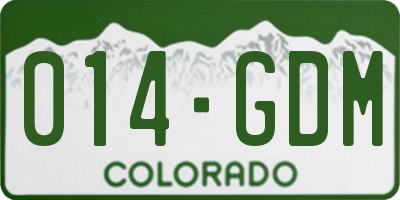 CO license plate 014GDM