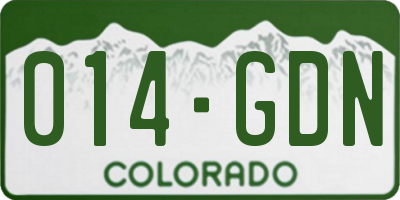 CO license plate 014GDN