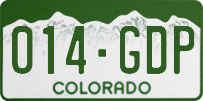 CO license plate 014GDP