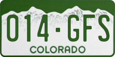 CO license plate 014GFS