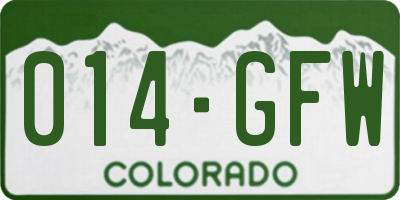 CO license plate 014GFW