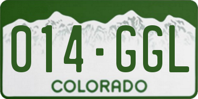 CO license plate 014GGL
