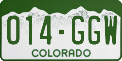 CO license plate 014GGW