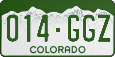 CO license plate 014GGZ