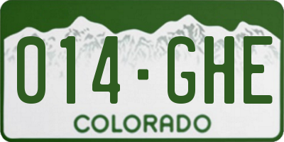 CO license plate 014GHE