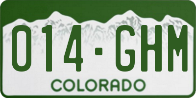 CO license plate 014GHM