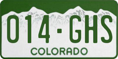 CO license plate 014GHS