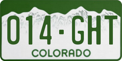 CO license plate 014GHT